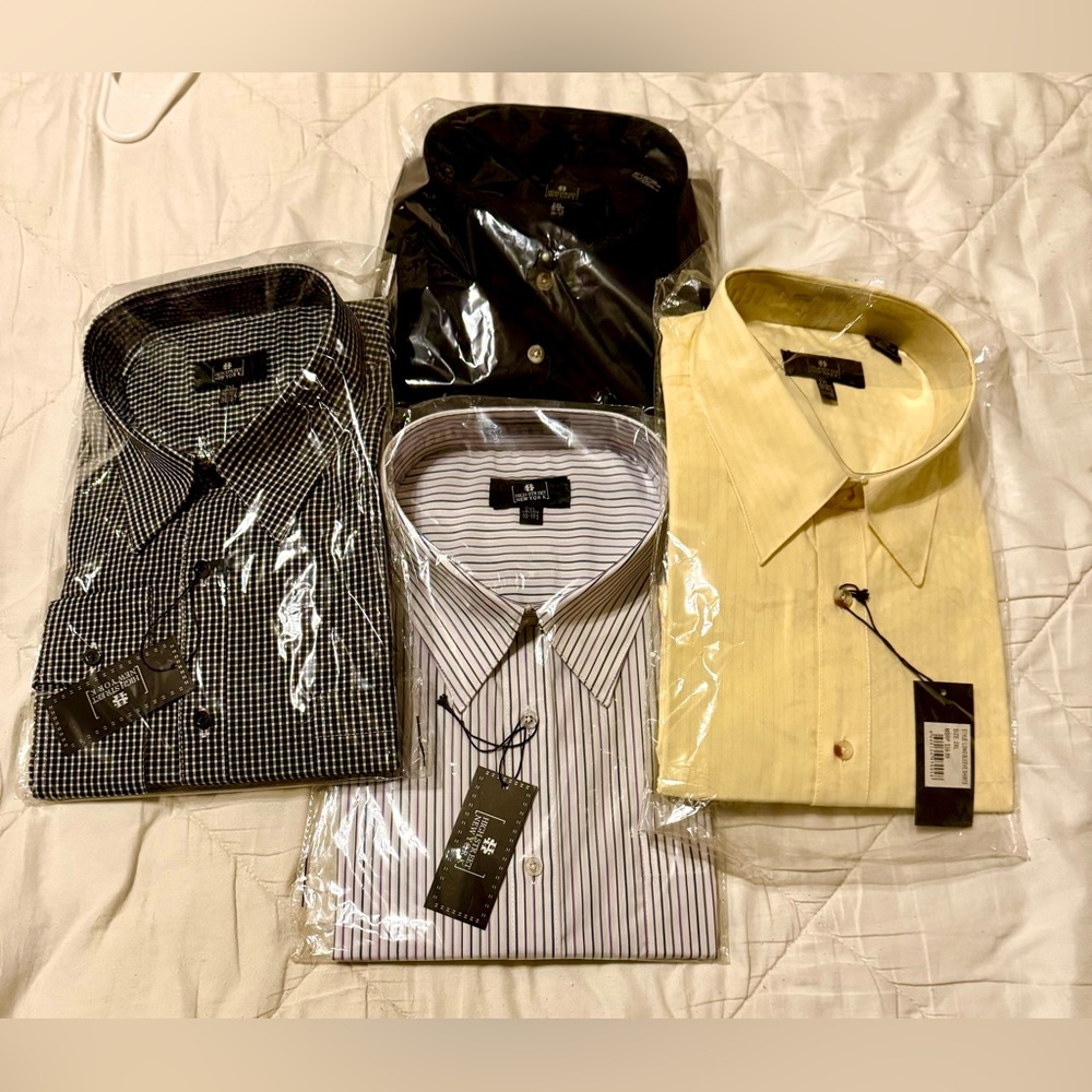 Men's High Street New York Black, Yellow, and Striped Dress Shirts Check Them  👈